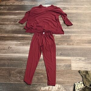 Red Long Sleeve Top and Leggings Set